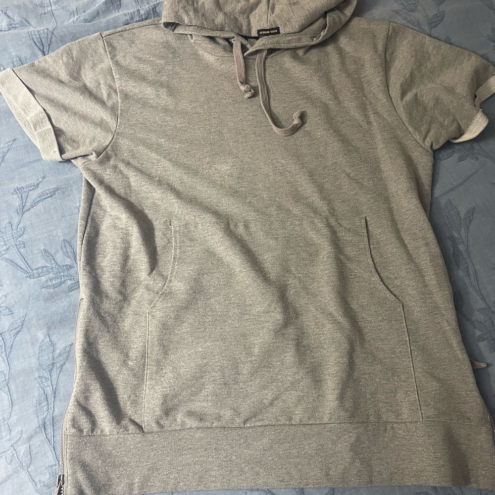 Men's Short-Sleeve Hooded Sweatshirt - Gray
